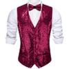 Barry.Wang Men's Hot Pink Slim Fit Sequins Vest V-Neck Shiny Party Dress Suit Stylish Vest Waistcoat view 3