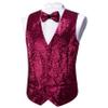 Barry.Wang Men's Hot Pink Slim Fit Sequins Vest V-Neck Shiny Party Dress Suit Stylish Vest Waistcoat view 4