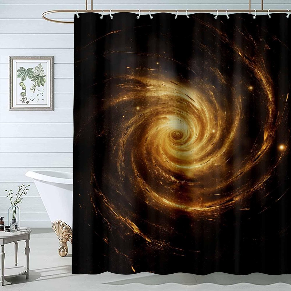 JOSUE Shower Curtain, Gold Shower Curtains for Bathroom Kitchen,Bath Curtains Waterproof Quick-Dry Polyester Fabric Shower Curtain with 12 Hooks,Bathroom Curtains - 150x180cm(59x71in)