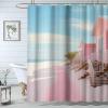 JOSUE Boho Shower Curtain, Pink,White Personalised Shower Curtains for Bathroom,Waterproof Quick-Dry Polyester Fabric Shower Curtain with 12 Hooks for Bathroom Kitchen - 180x200cm(65x78in) view 1