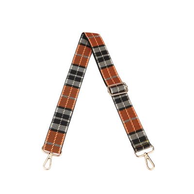 Adjustable Canvas Crossbody Bag Strap Colorful Checkered Pattern Wider Shoulder Strap Replacement Webbing for Unisex (Color : Plaid - Orange, Size : 120cm)