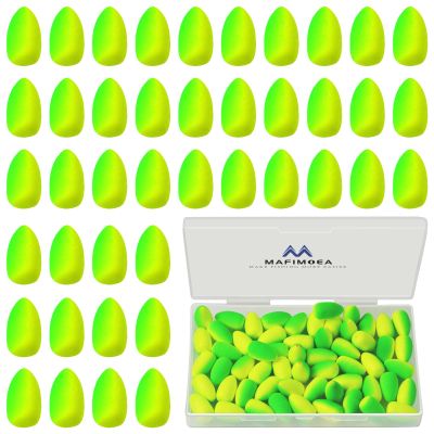 MAFIMOEA 80/60/45 PCS Bullet Fishing Foam Floats Snell Float Surf Pompano Rigs Float for Spinner Rig Making Fly Fishing Strike Indicators for Trout Catfish Walleye (Yellow-Green, M/60PCS)