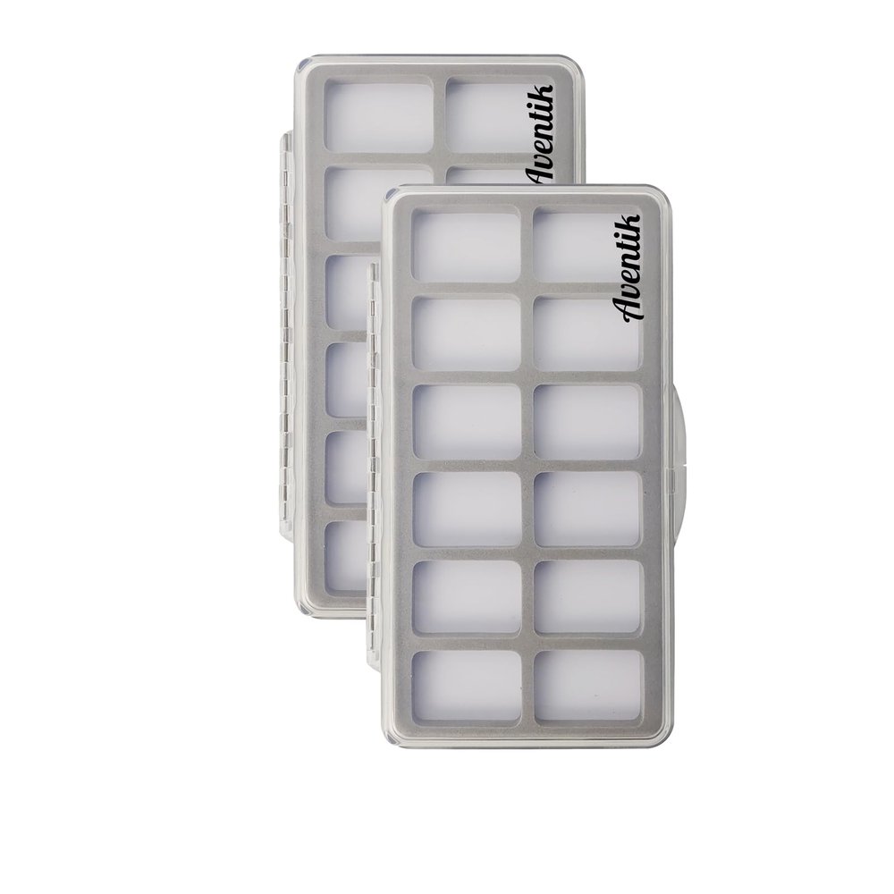 Aventik Fly Fishing Boxes Super Slim Transparent Design Magnetic Pad Compartments Tackle Foam Boxes 7.3X3.8X0.5inch(2-H34-12C)