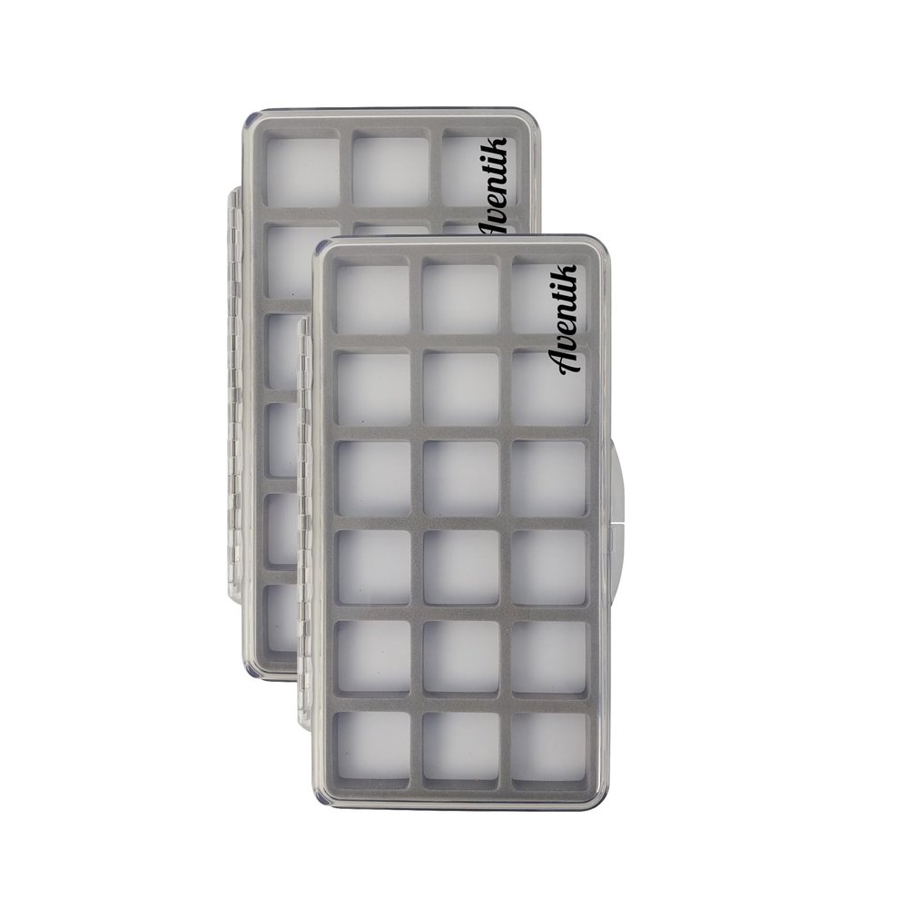 Aventik Fly Fishing Boxes Super Slim Transparent Design Magnetic Pad Compartments Tackle Foam Boxes 7.3X3.8X0.5inch2-H34-18C)