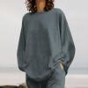 2023 Summer Fall Lounge Sets Women 2 Piece Outfits Fashion Long Sleeve Solid Tops and Long Pants Tracksuit Pajama Set view 3