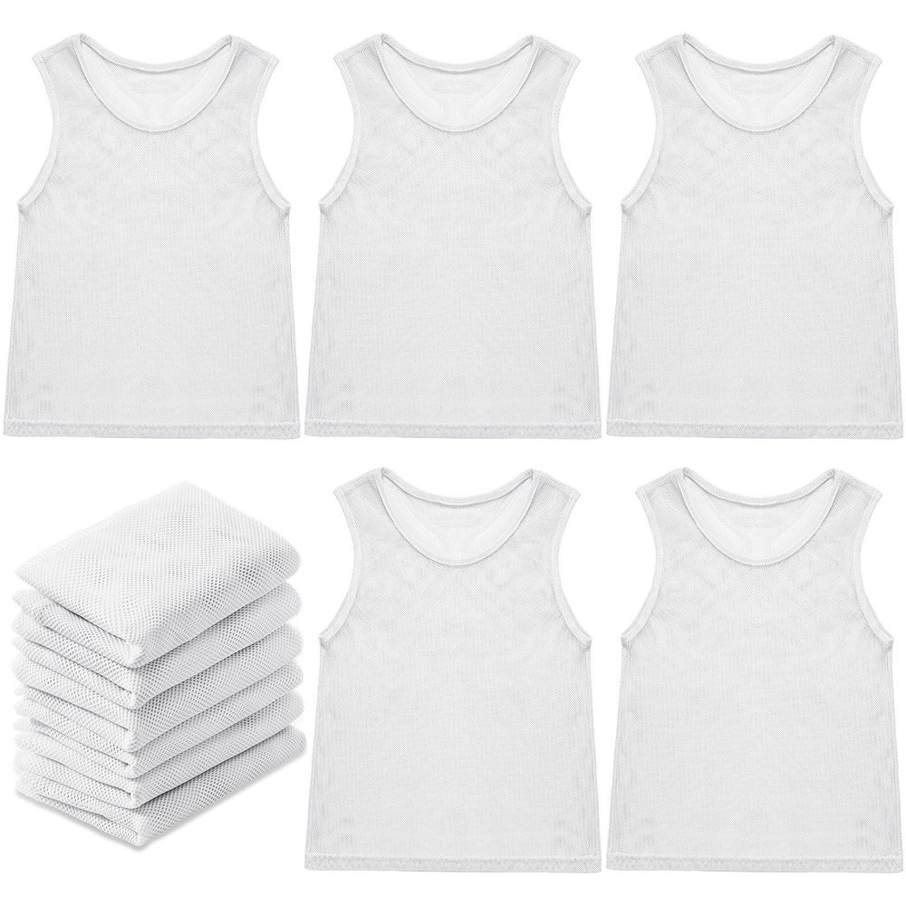 Sintege 12 Pcs Soccer Pinnies Pennies Jersey Scrimmage Vest Sports Practice Jersey Mesh Basketball Vest for Youth Adult Kids(Small,White)