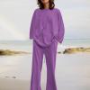 2023 Summer Fall Lounge Sets Women 2 Piece Outfits Fashion Long Sleeve Solid Tops and Long Pants Tracksuit Pajama Set view 2