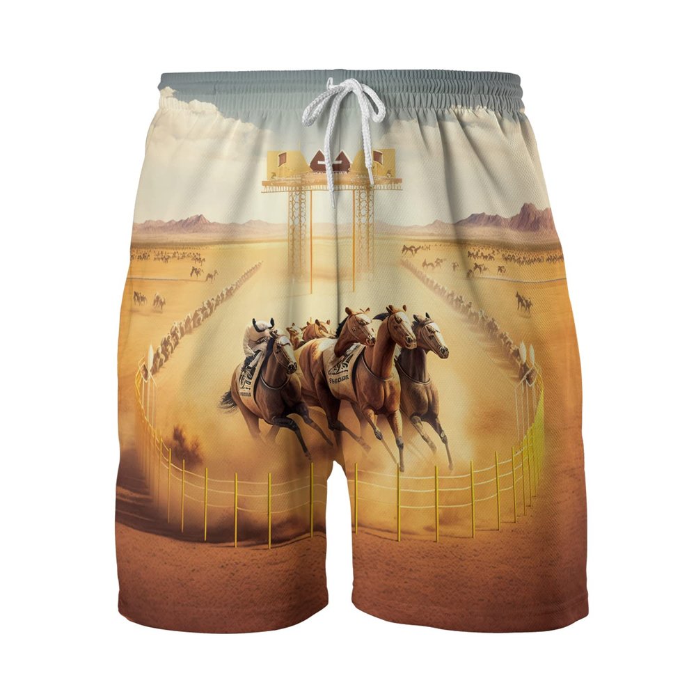 228CLOSET Horse Yards Mens Swim Trunks - Racing Quick Dry Swim Shorts Lining Swimwear Bathing Suits with Pockets Seri 01 Size 2XL