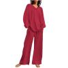 2023 Summer Fall Lounge Sets Women 2 Piece Outfits Fashion Long Sleeve Solid Tops and Long Pants Tracksuit Pajama Set view 1