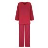 2023 Summer Fall Lounge Sets Women 2 Piece Outfits Fashion Long Sleeve Solid Tops and Long Pants Tracksuit Pajama Set view 3