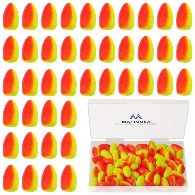 MAFIMOEA 80/60/45 PCS Bullet Fishing Foam Floats Snell Float Surf Pompano Rigs Float for Spinner Rig Making Fly Fishing Strike Indicators for Trout Catfish Walleye (Yelloow-red, S/80PCS)