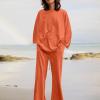 2023 Summer Fall Lounge Sets Women 2 Piece Outfits Fashion Long Sleeve Solid Tops and Long Pants Tracksuit Pajama Set view 2
