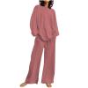 2023 Summer Fall Lounge Sets Women 2 Piece Outfits Fashion Long Sleeve Solid Tops and Long Pants Tracksuit Pajama Set