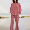 2023 Summer Fall Lounge Sets Women 2 Piece Outfits Fashion Long Sleeve Solid Tops and Long Pants Tracksuit Pajama Set view 2
