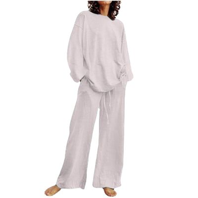 2023 Summer Fall Lounge Sets Women 2 Piece Outfits Fashion Long Sleeve Solid Tops and Long Pants Tracksuit Pajama Set