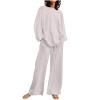 2023 Summer Fall Lounge Sets Women 2 Piece Outfits Fashion Long Sleeve Solid Tops and Long Pants Tracksuit Pajama Set view 1