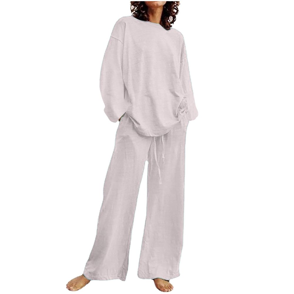 2023 Summer Fall Lounge Sets Women 2 Piece Outfits Fashion Long Sleeve Solid Tops and Long Pants Tracksuit Pajama Set