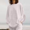 2023 Summer Fall Lounge Sets Women 2 Piece Outfits Fashion Long Sleeve Solid Tops and Long Pants Tracksuit Pajama Set view 3