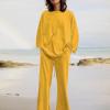 2023 Summer Fall Lounge Sets Women 2 Piece Outfits Fashion Long Sleeve Solid Tops and Long Pants Tracksuit Pajama Set view 2