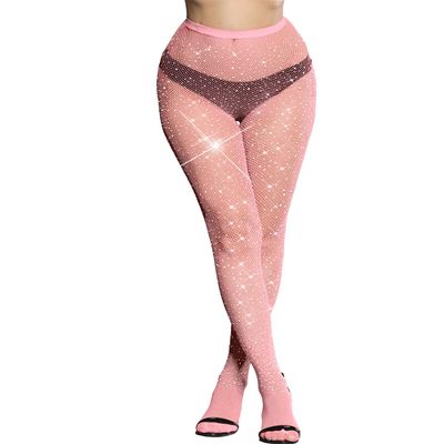 VINICUNCA Fishnet Stockings for Women Sparkly Rhinestone Fishnet Tights Multi Pack (US, Alpha, Medium, X-Large, Regular, Regular, Pink-mini Grid)