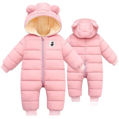 BYFRI Toddler Girl Snow Suit Baby Winter Clothes 12-18 Months Newborn Coat Infant Cozy Jumpsuit Cute Bear Hooded Outerwear for Girls