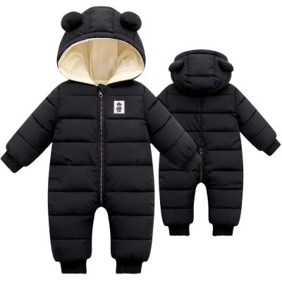 BYFRI Baby Boys Girls Snowsuit Clothes Toddler Bear Hooded Winter Coat Infant Cozy Outfit 12-18 Months Newborn Jumpsuit for Unisex