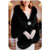 Unicra Women's Wedding Faux Fur Shawls and Wraps Cloak Cape Long Bridal Fur Scarf Stole with Brooch for Bride and Bridesmaids (Black) view 1
