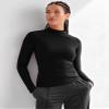 Long Sleeve Workout Top Mock Neck(Black,M) view 3