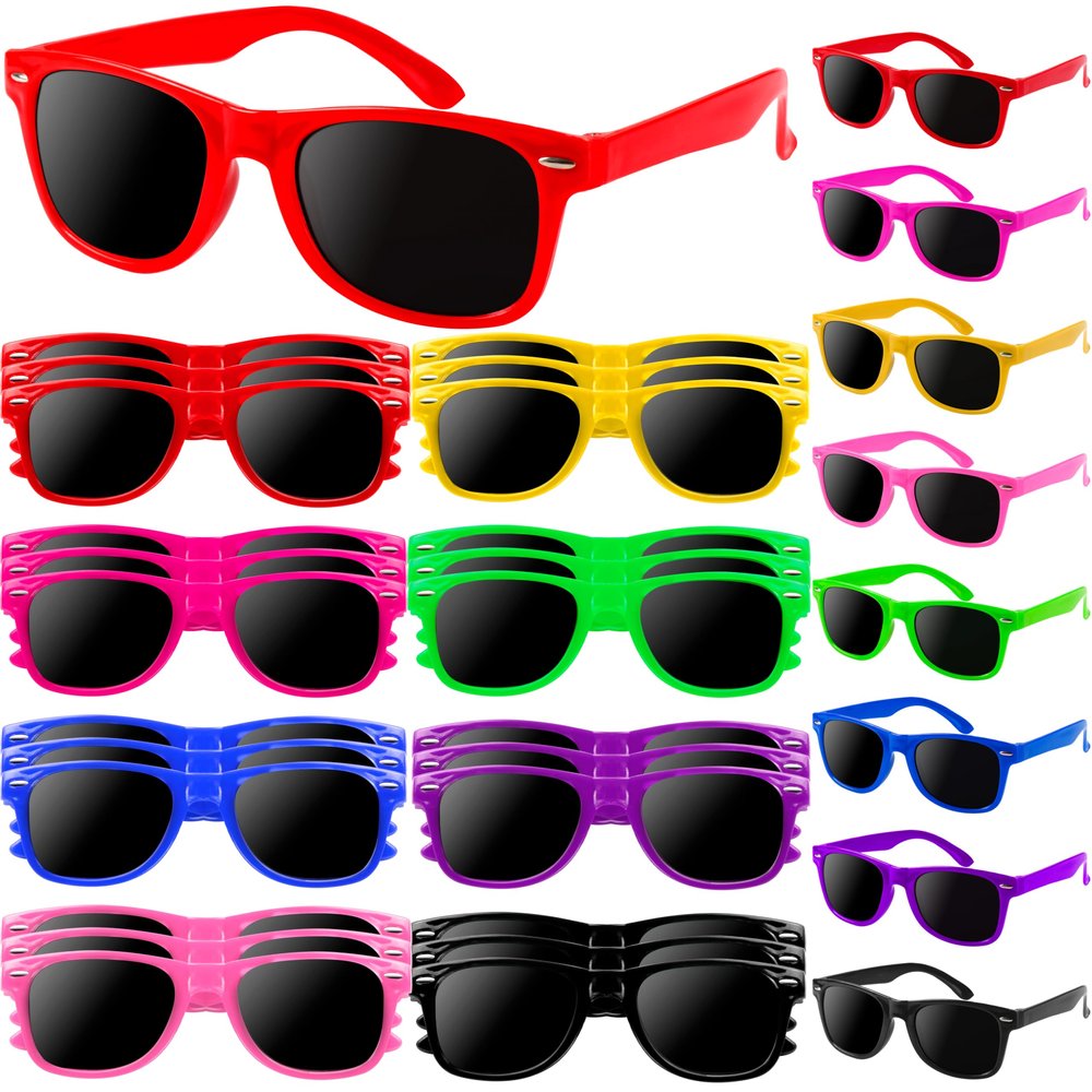OCTERIC 24 Pcs Kids Sunglasses Bulk, Party Favors for Boys and Girls Age 3-8, Neon Sunglasses with UV400 Protection for Summer Beach Pool Party Birthday Graduation Classroom Prize Goody Bag Stuffers