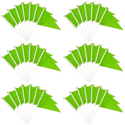 50 Pack Green Pennant Stick Flag, Small Mini Solid Color Hand Held DIY Blank Flag On Stick, Party Decorations,Sports Club,School,Festival Celebration (Green)