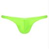 Miutii Men's Low Waist Silky Ultra Thin Thong Underwear Glossy Bulge Pouch Bikini Briefs Swimwear Fluorescent Green XX-Large view 1