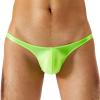Miutii Men's Low Waist Silky Ultra Thin Thong Underwear Glossy Bulge Pouch Bikini Briefs Swimwear Fluorescent Green XX-Large view 2
