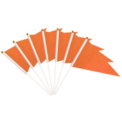 25 Pack Orange Pennant Flags, Blank Solid Flag On Stick, Small Mini Hand Held DIY Flag, Party Decorations,Sports Club,School,Festival Celebration (Orange)
