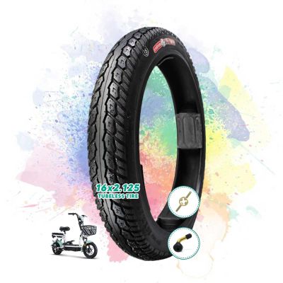 MZBZYU 16x2.125 Tubeless Electric Bike Tire, Super Anti-Stab, Heavy Duty Design, 16 Inch, Ebike Tire with Angled Valve and Core Remover