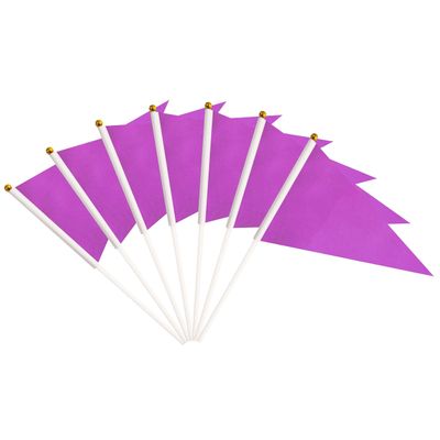 25 Pack Purple Pennant Flags, Blank Solid Flag On Stick, Small Mini Hand Held DIY Flag, Party Decorations,Sports Club,School,Festival Celebration (Purple)
