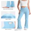 BOOPH Girls Flare Leggings with Pockets Cross-Waist High Waisted Yoga Pants Bell Bottoms Athletic Pants 13-14 Years Color Blue view 2
