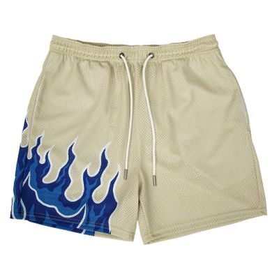 BOOMLEMON Men's Basketball Shorts Casual Workout Athletic Shorts Mesh Flame Graphic Print Running Short Pants(Blue S)