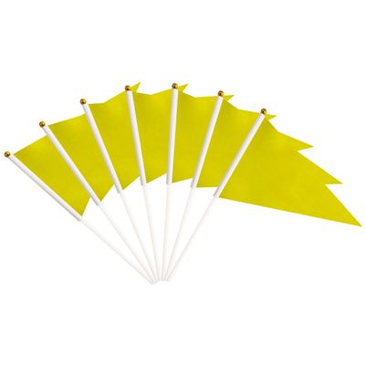 25 Pack Yellow Pennant Flags, Blank Solid Flag On Stick, Small Mini Hand Held DIY Flag, Party Decorations,Sports Club,School,Festival Celebration (Yellow)