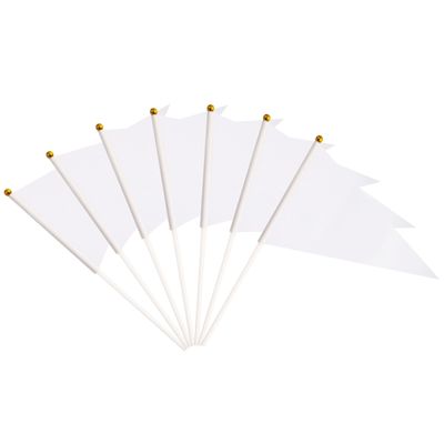 25 Pack White Pennant Flags, Blank Solid Flag On Stick, Small Mini Hand Held DIY Flag, Party Decorations,Sports Club,School,Festival Celebration (White)