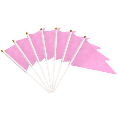 25 Pack Pink Pennant Flags, Blank Solid Flag On Stick, Small Mini Hand Held DIY Flag, Party Decorations,Sports Club,School,Festival Celebration (Pink)