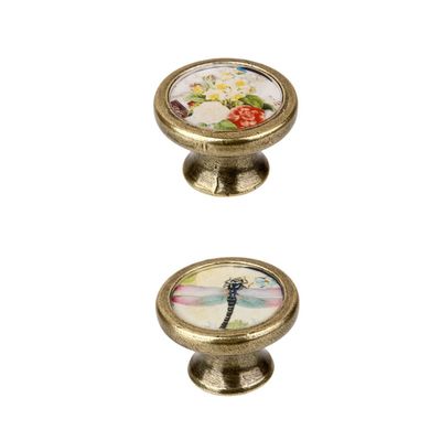 Southst 2 Pieces Vintage Retro Brass Round Cabinet Door Drawer Closet Dresser Pulls Handle Knobs with Screws Dragoy+Buttely