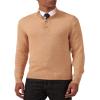 Kallspin Men's Pullover Sweater Wool Midweight Mock Neck Quarter-Button Long Sleeve Pullover(Khaki XX-Large) view 1