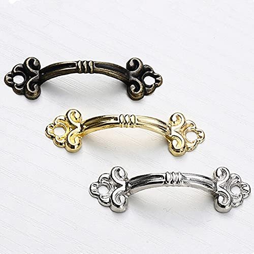 Southst 2pcs European Style Metal Bronze Handles Knobs Pendants Flowers for Drawer Wooden Jewelry Box Furniture Hardware - (Color: Silver)