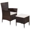 BUKSCYJS Patio Furniture Set, Front Porch Chairs, Patio Chair and Stool with Cushions, Easy to Clean Suitable for Patio, Deck, Front Porch, Garden Poly Rattan Brown view 1
