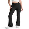 BOOPH Girls Flare Leggings with Pockets Cross-Waist High Waisted Yoga Pants Bell Bottoms Athletic Pants 11-12 Years Color Black view 1