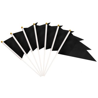25 Pack Black Pennant Flags, Blank Solid Flag On Stick, Small Mini Hand Held DIY Flag, Party Decorations,Sports Club,School,Festival Celebration (Black)
