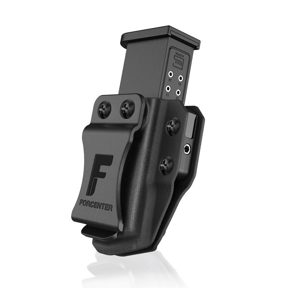 Forcenter Mag Carrier IWB/OWB Magazine Holster Kydex Mag Holder to Fit 9mm/.40 Double Stack - Ambidextrous Concealed Carry Holster with Adjustable Retention
