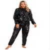 TTAO Women and Men Heavy Duty Sweat Suit Sauna Suit Fitness Workout Gym 2Pcs Sportsuit Athletic Tracksuit Black Large view 1