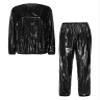 TTAO Women and Men Heavy Duty Sweat Suit Sauna Suit Fitness Workout Gym 2Pcs Sportsuit Athletic Tracksuit Black Large view 4