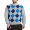 Kallspin Mens Wool Blend Argyle Crewneck Sweater Long Sleeve Knit Pullover Casual Preppy Style Dressy Wear (Light Grey,Large) view 1